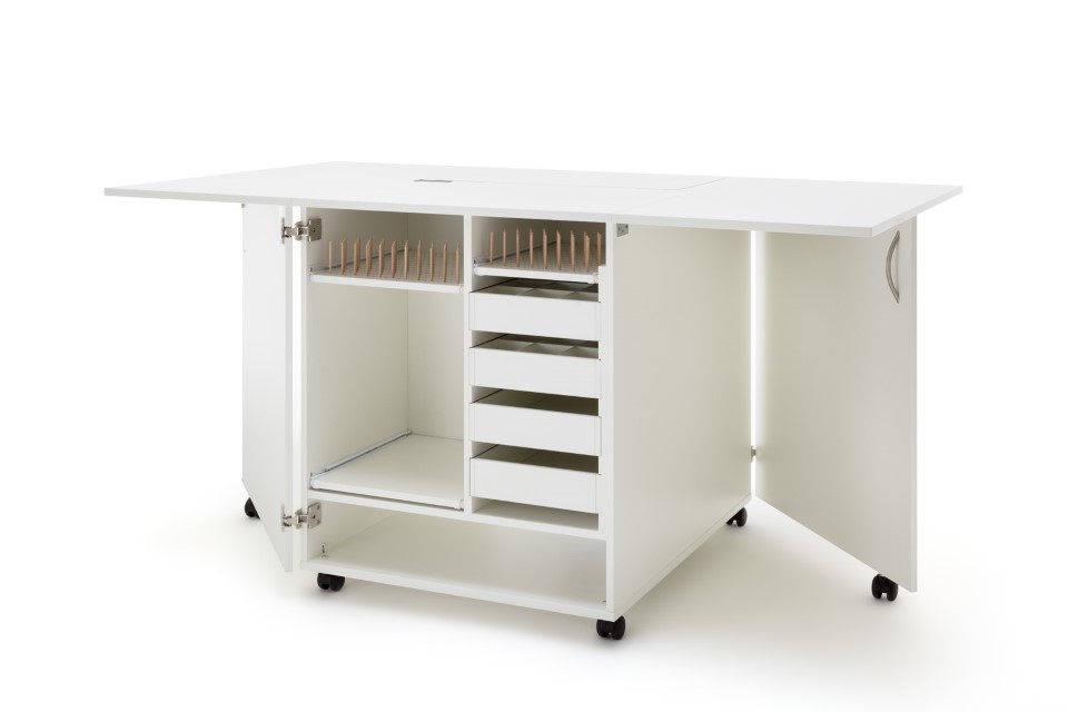 Sewing table, sewing furniture, craft table, storage space, RMF Sewing Furniture