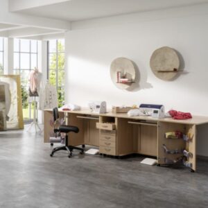 A spacious room with complete set of sewing materials